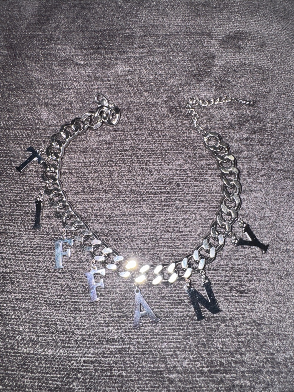 Stainless steel Letter Charm Chain Bracelet - 'TIFFANY'